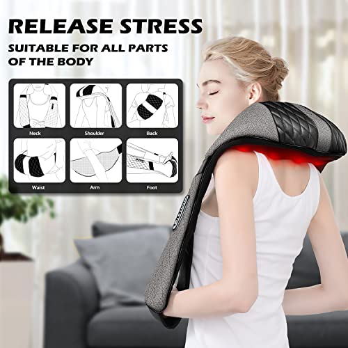 ModSvy Shiatsu Neck Massager, Shiatsu Back Shoulder Massager with Heat,  Electric Kneading Massage Pillow for Back,Shoulder, Foot, Leg Muscles Pain