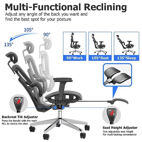 Executive Reclining Computer Desk Chair with Footrest, Headrest and Lu