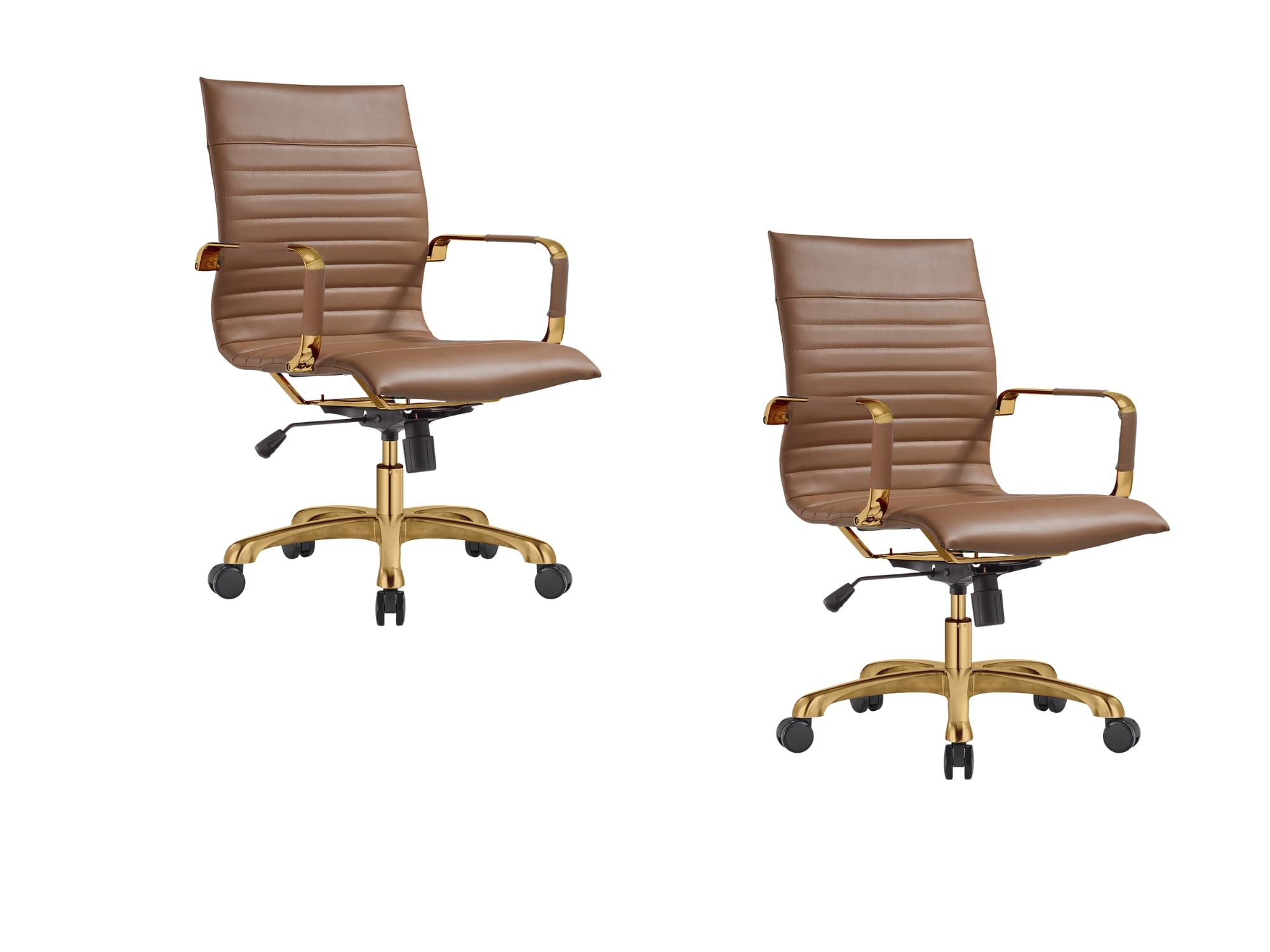 Harris Modern Adjustable Swivel Leather Task Office Chair with Gold Frame