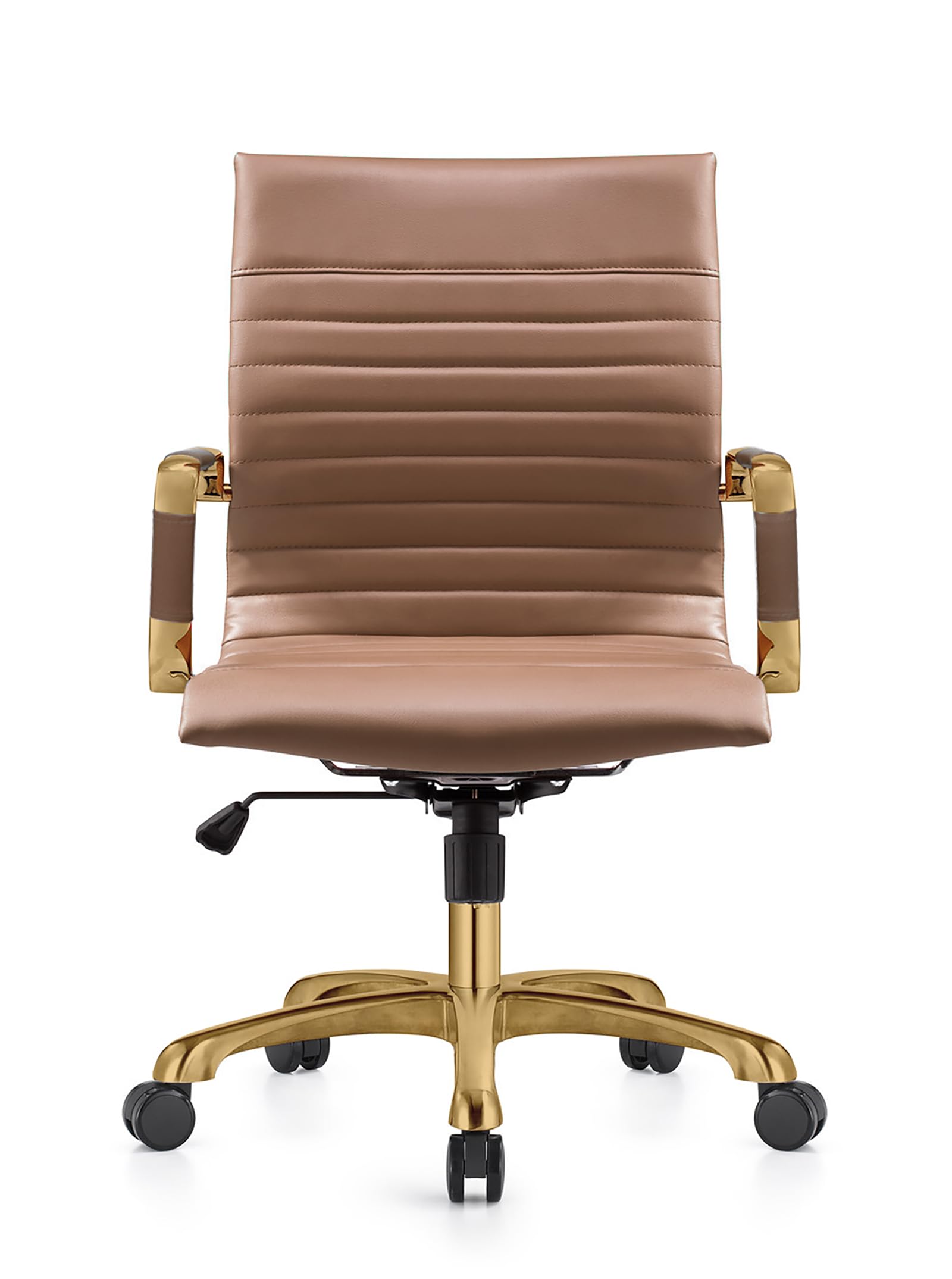Harris Modern Adjustable Swivel Leather Task Office Chair with Gold Frame