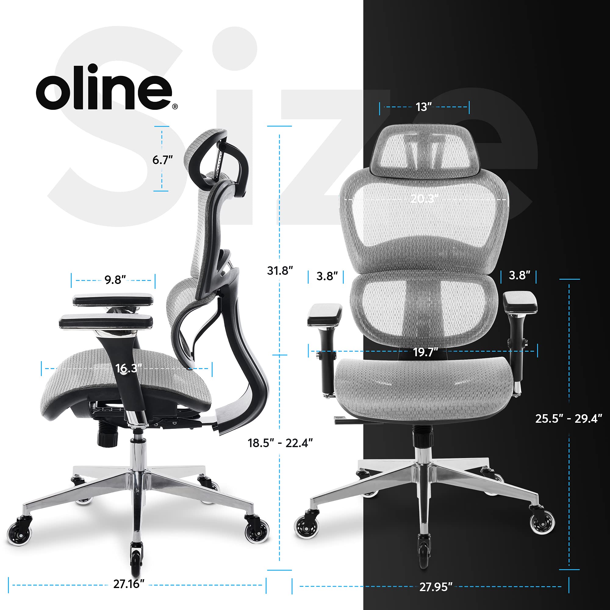 Office Chair - Rolling Desk Chair with 4D Adjustable Armrest, 3D Lumbar ...