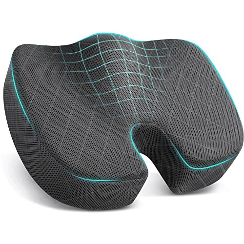 TushGuard Office Chair Cushions, Car Seat Cushion, Non-Slip Sciatica & Back Coccyx  Tailbone Pain Relief Pad, Memory Foam Butt Pillow for Computer Desk,  Wheelchair, Driving (Grey)