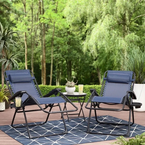 Zero Gravity Chair Lounger 2 Pack Navy AliExpress