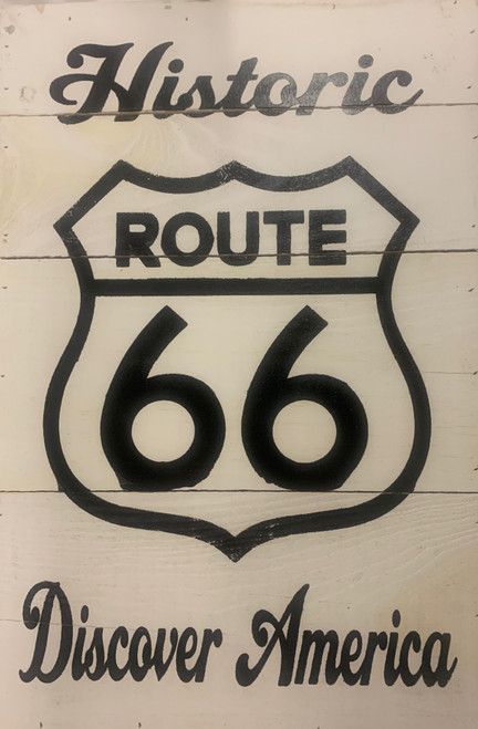 Historic Route 66 - Discover America Wood Sign - 12" X 17.5" X 1.5"