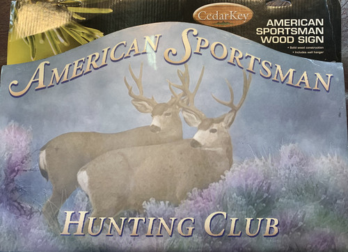 AMERICAN SPORTSMAN - HUNTING CLUB, 16" X 11" WOOD SIGN - MULE DEER