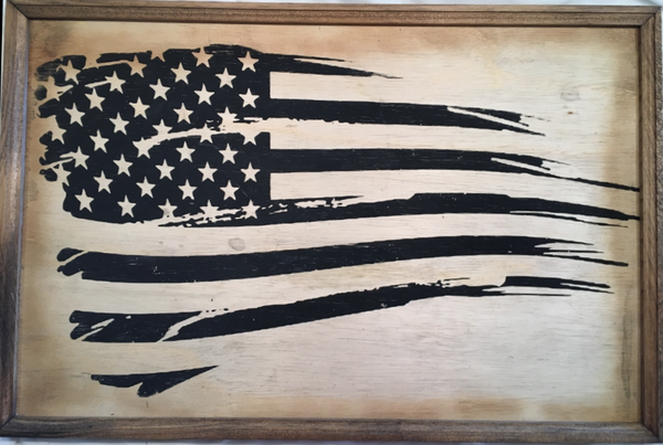 American Flag Framed Wood Signs