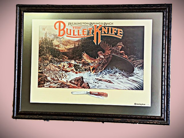 REMINGTON BRINGS BCK THE BULLET KNIFE, "A BAD TIME FOR A SONG" - FRAMED PRINT REMINGTON BRINGS BCK THE BULLET KNIFE, "A BAD TIME FOR A SONG" - FRAMED PRINT
