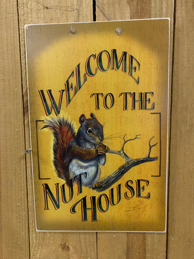 Eichhörnchen-Gartenflagge 'Welcome To The Nut House' – Doppelseitig, Jute, 32,5 X 45,7 Cm