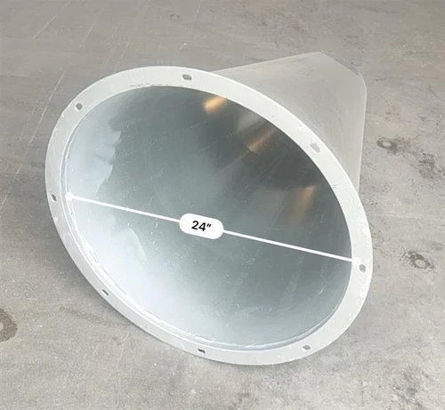 24" to 12" round reducer for grain bin aeration system.