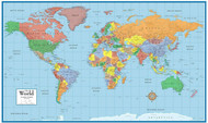 24" x 36" Laminated World Classic Elite Wall Map Mural Poster Current, Rolled