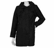 Dennis Basso Water Resistant Crinkle Sateen Jacket with Pleated Collar Black S