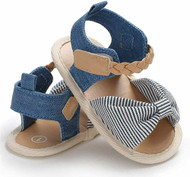 Baby Shoes Girls Summer Sandals Non Slip Infant Toddler Blue Denim Synth Leather