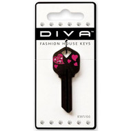 6-Pack Hillman #66 Key Blanks Diva Fashion House Keys Tail Heart Tiny Crystals