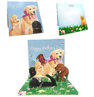 Mother's Day Pop-Up Card w/ Custom Message & Postage Mom and Pups Labs Labradors