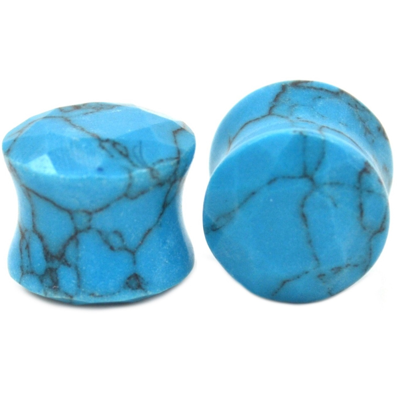 Turquoise Stone Heart Shaped Ear Plugs (2g5/8") BodyDazz