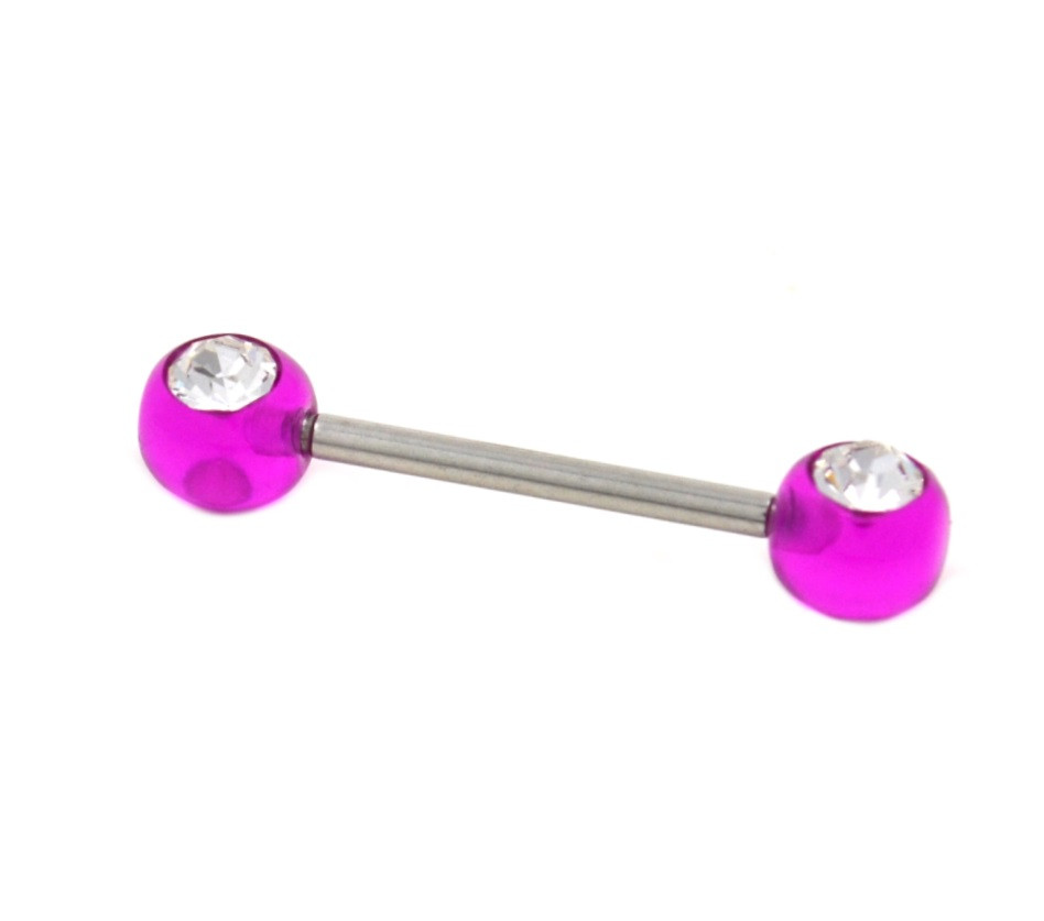 Double Gem Red Acrylic Nipple Barbell 14g 5/8" BodyDazz