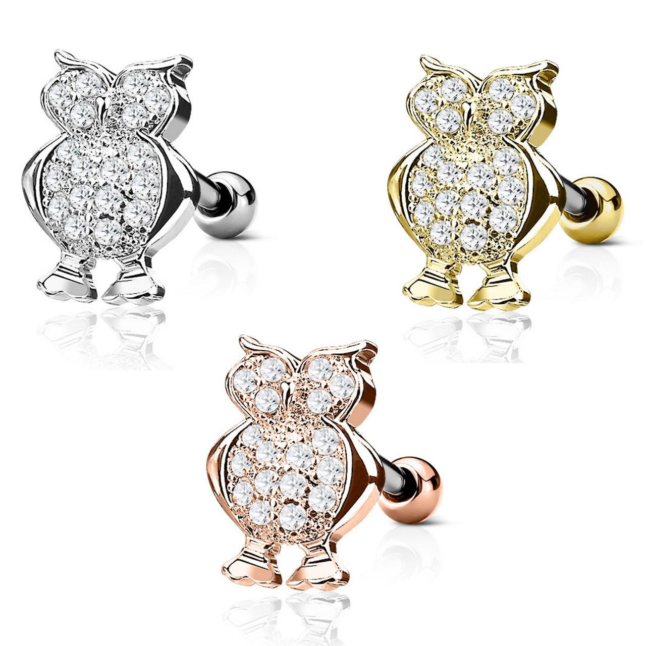 Owl with C.Z Tragus Cartilage Earring Stud main image 1