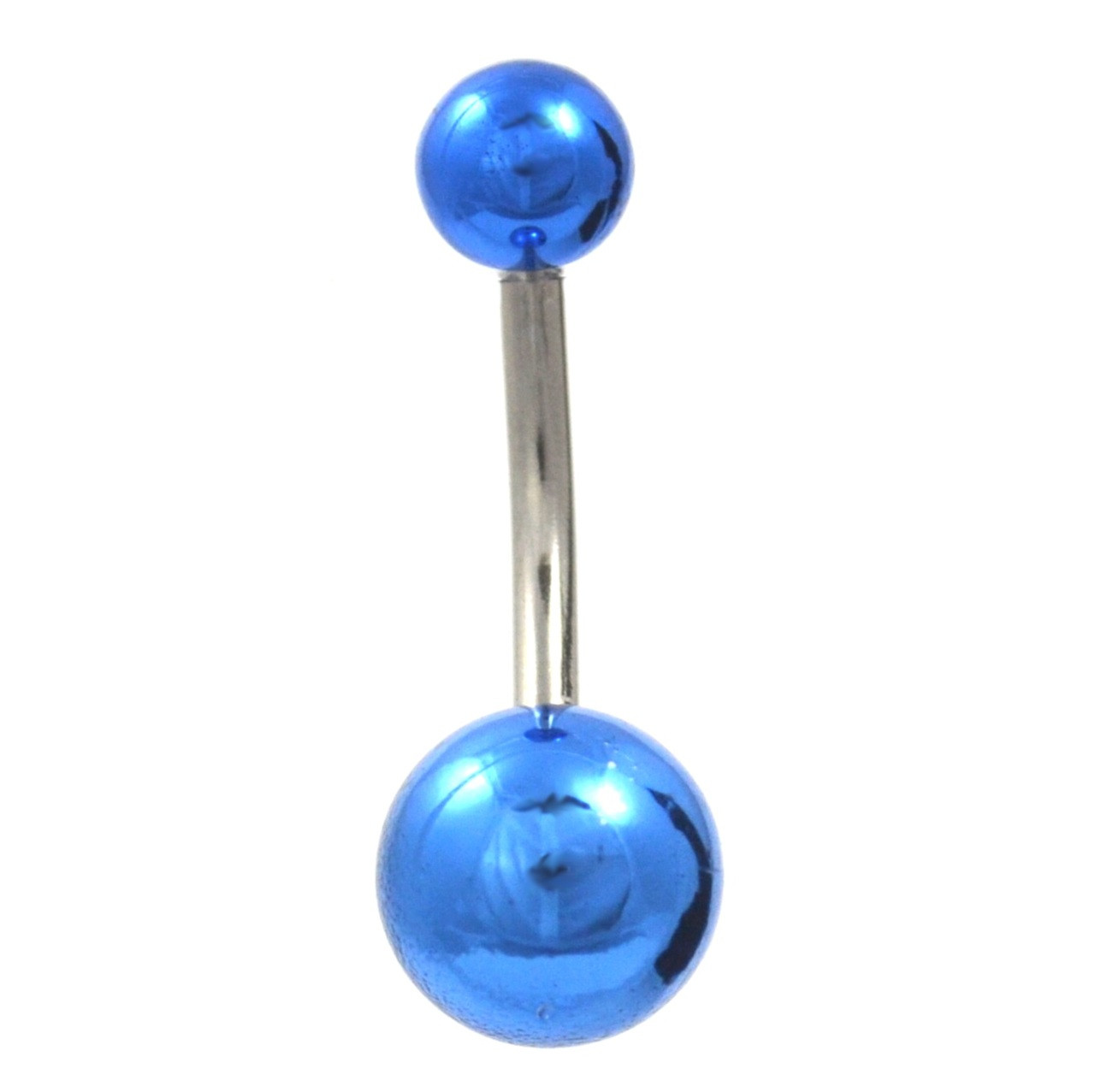 Blue Metallic Mirror Balls Belly Ring | BodyDazz.com