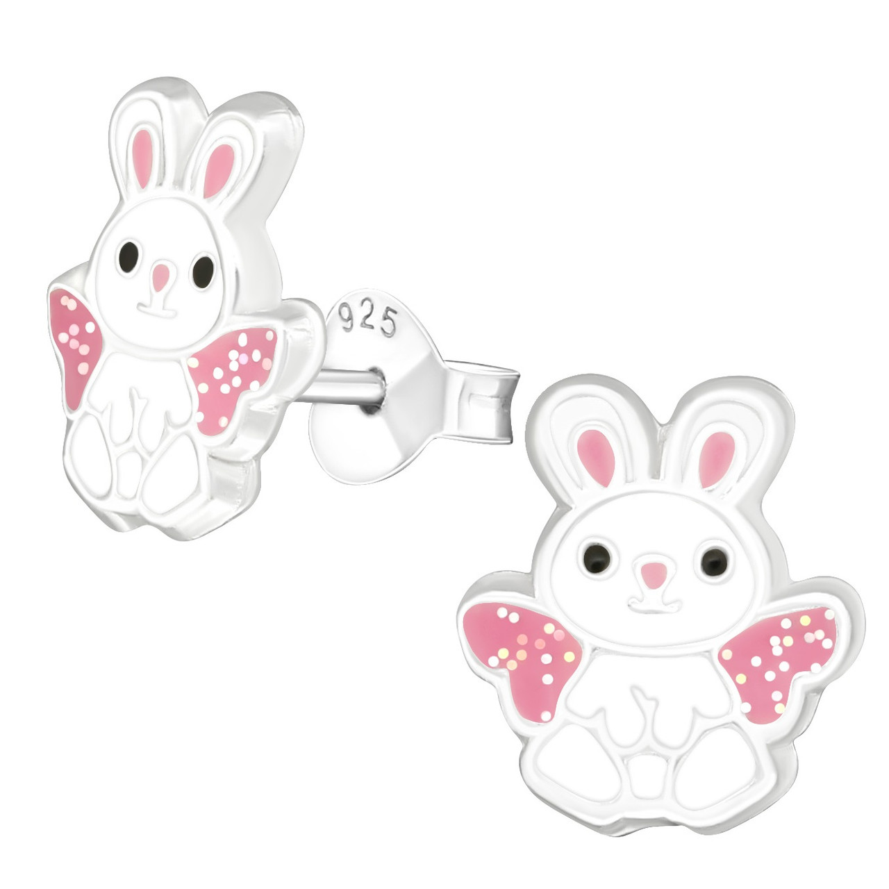 Glitter Rabbit 925 Sterling Silver Stud Earrings | BodyDazz.com