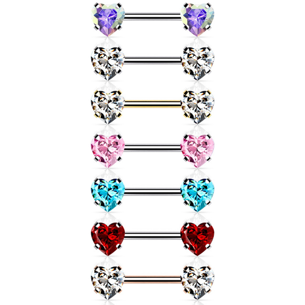 Heart Nipple Ring - Set of 2 Barbell Nipple Ring - Nipple Jewelry