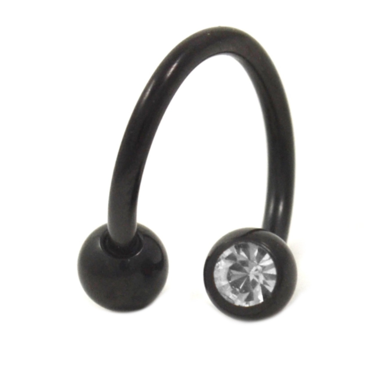 Black Titanium Double Gem Twist Ring (2 Szs) | BodyDazz.com