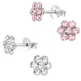 Fashion Attitude 18k Yellow Gold Plated Crystal Flower Stud Earrings – 925 Silver Pin, Helix Piercing, 5mm, Clear