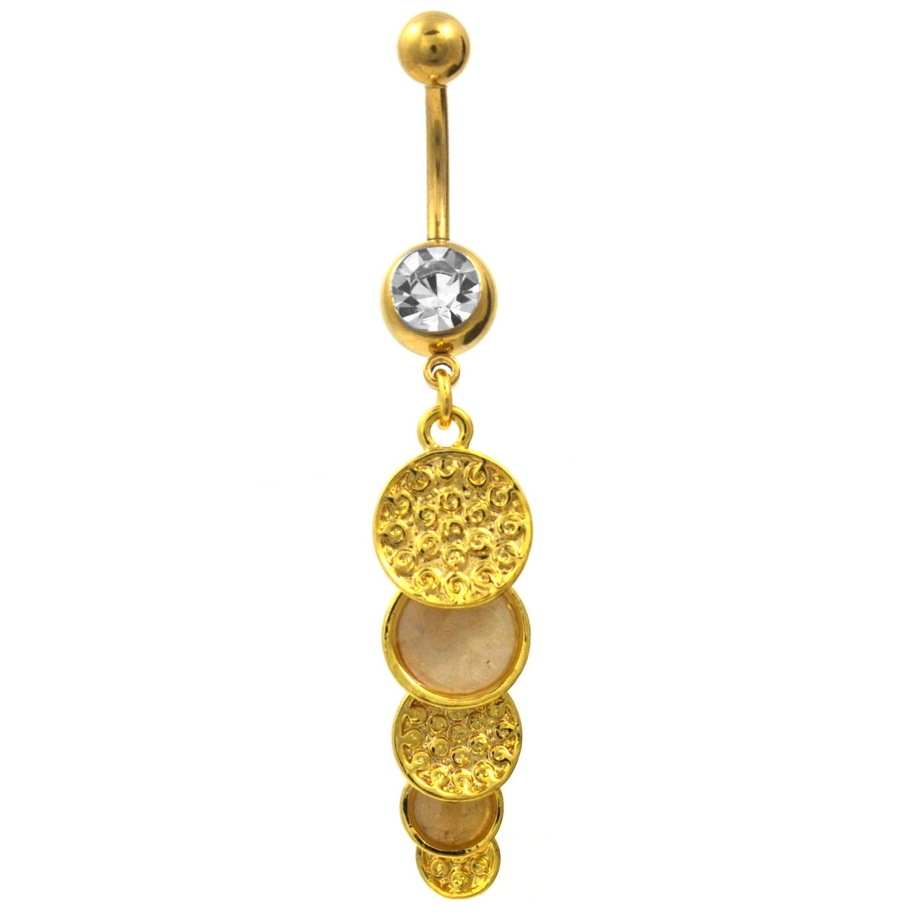 Gold Plated Dangling Discs Unique Belly Ring