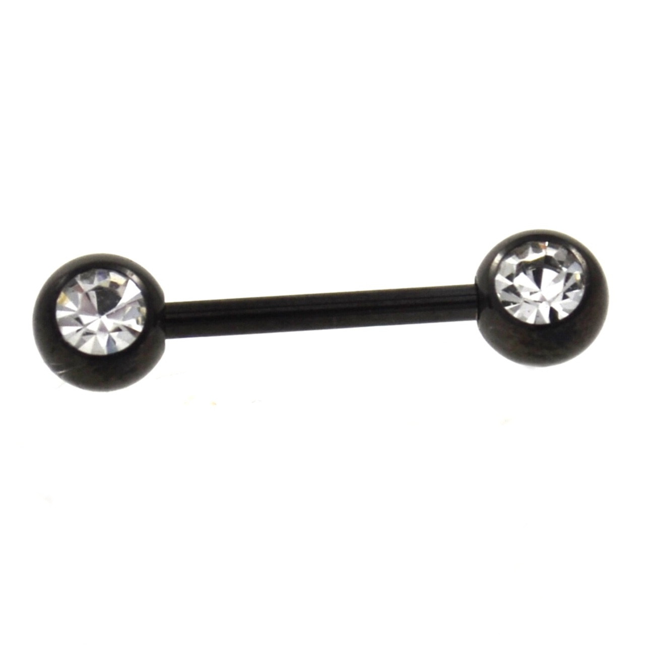 Double Gem All Black Nipple Barbell 14g 9/16" BodyDazz