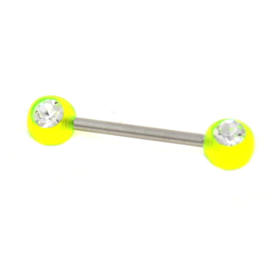 Double Gem Light Green Acrylic Nipple Barbell 14g 5/8" BodyDazz