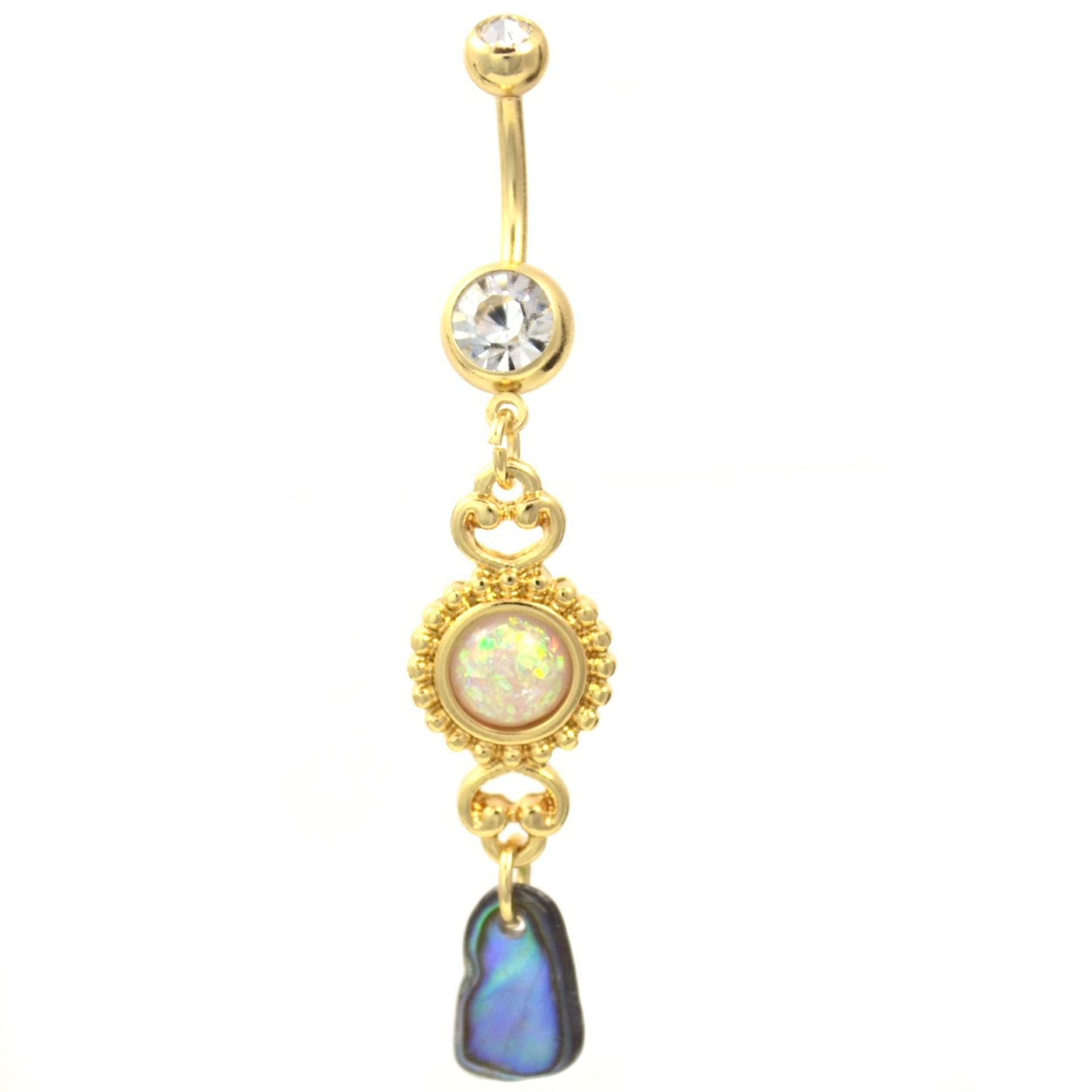 Fiery Sun Abalone Charm Gold Plated Belly Ring
