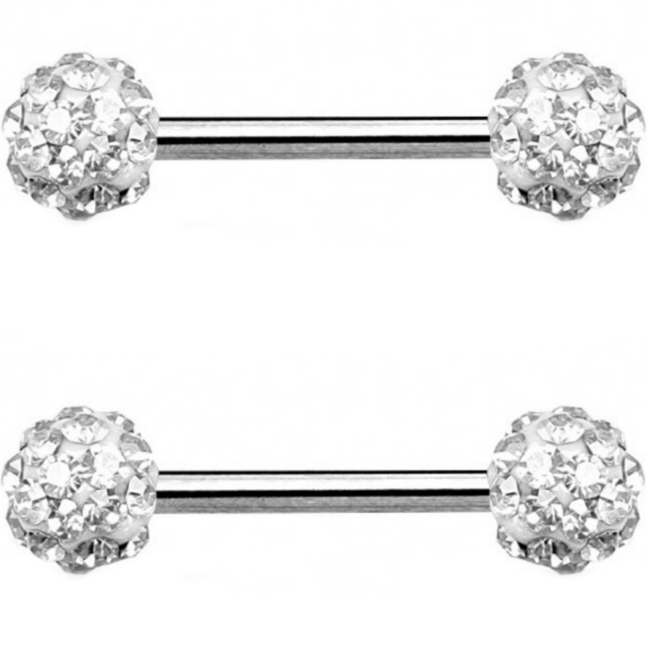 PAIR Clear Floral Dazzle Nipple Barbells 14G 1/2" BodyDazz