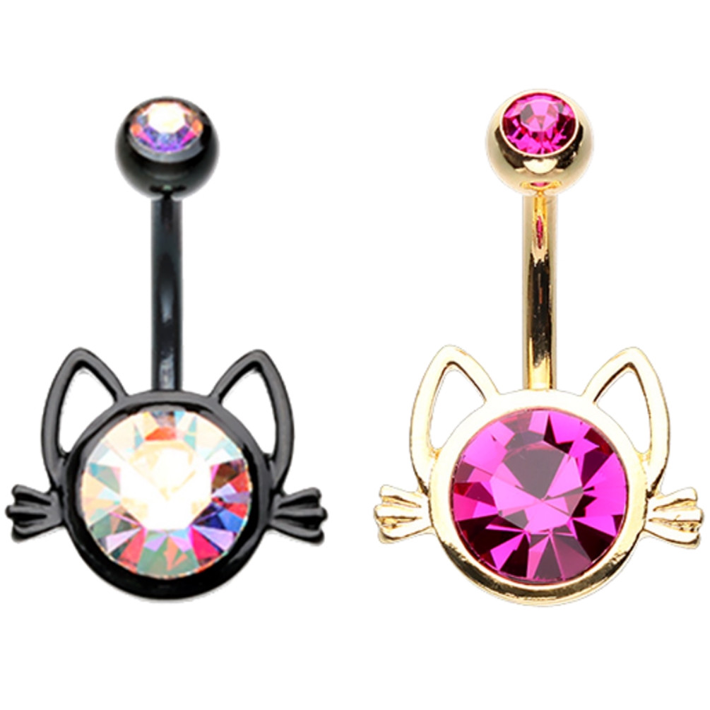 Cat Face NonDangle Belly Ring