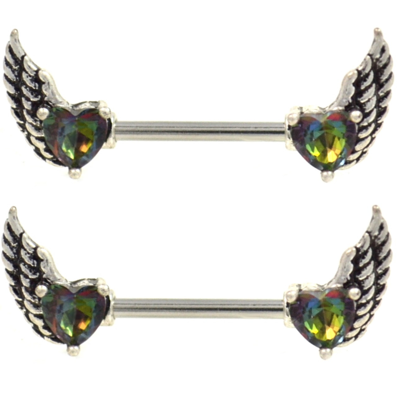 Angel Wings 316L Surgical Steel Nipple Bar