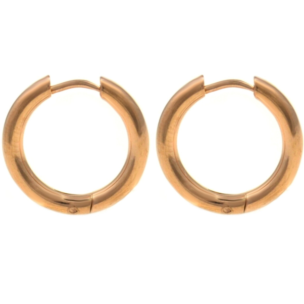 Rose GoldTone IP Hinge Hoop Earrings (1020mm)