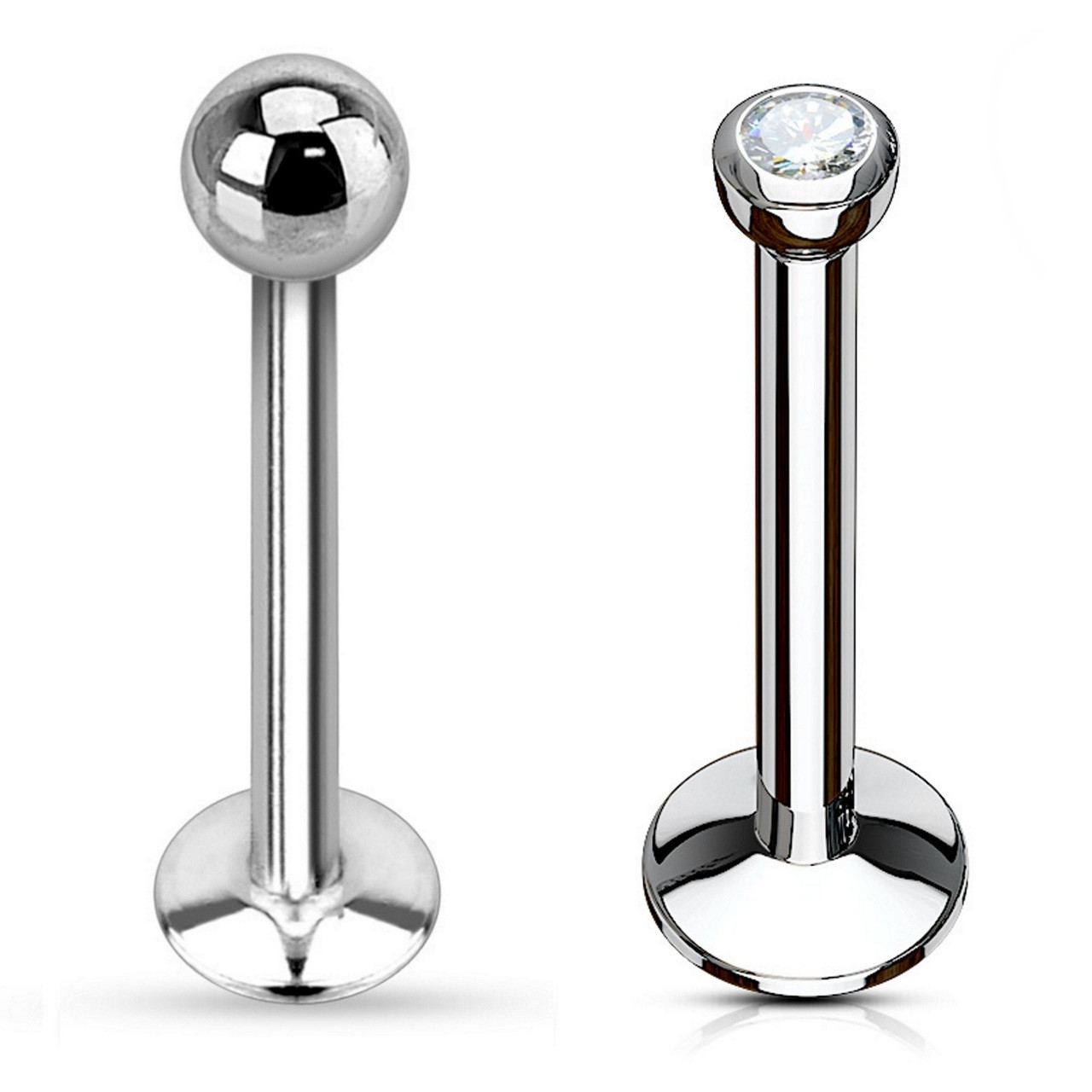 Tiny Clear CZ Labret Monroe Helix Stud - 18G | BodyDazz.com