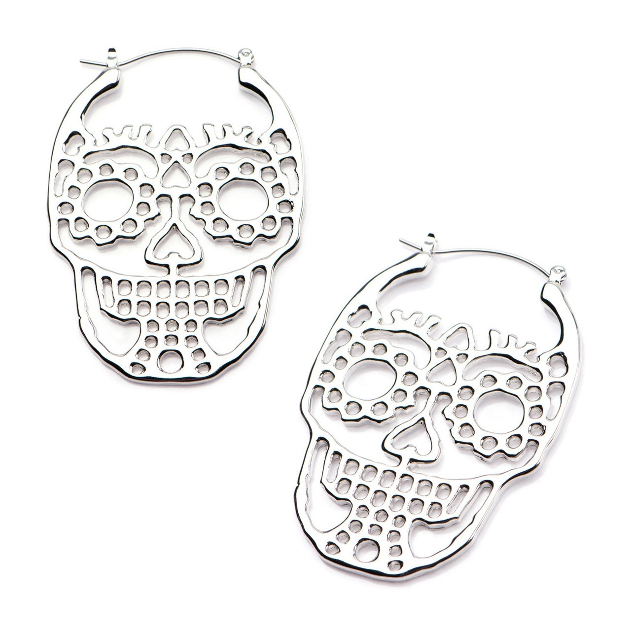 Skull Design Fake Plug Earring - Silver
