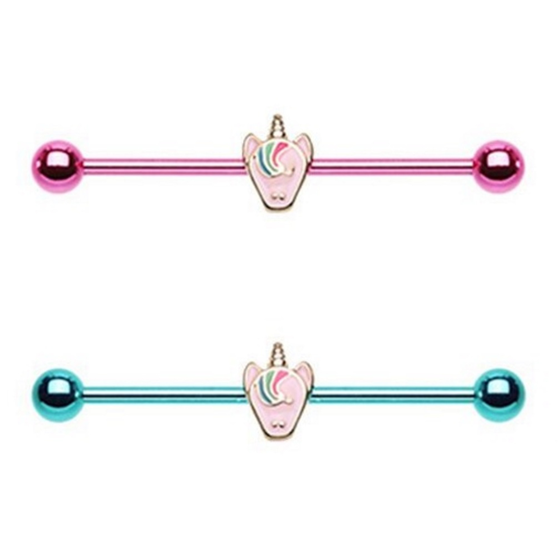 2Pack Set Pastel Unicorn Steel Industrial Barbells