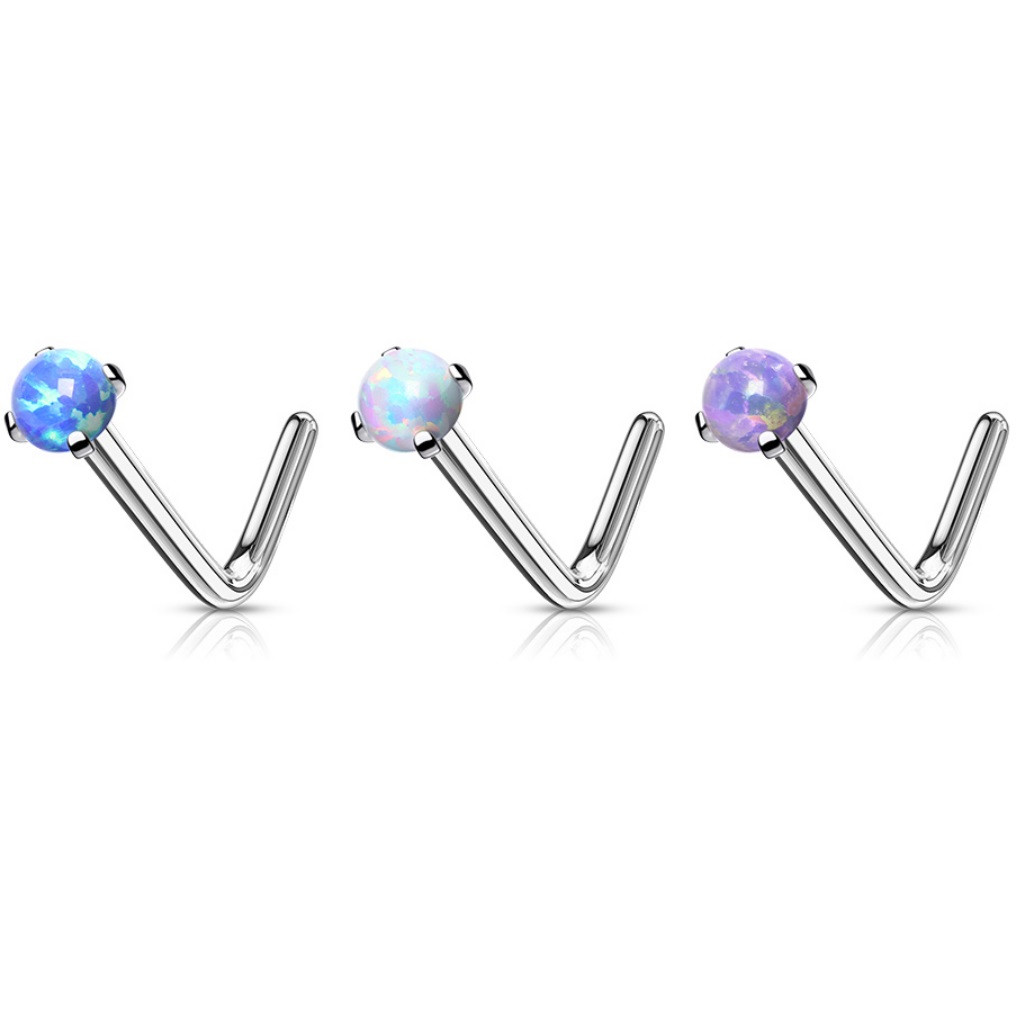 Alien Head Steel LShaped Nose Ring 20G