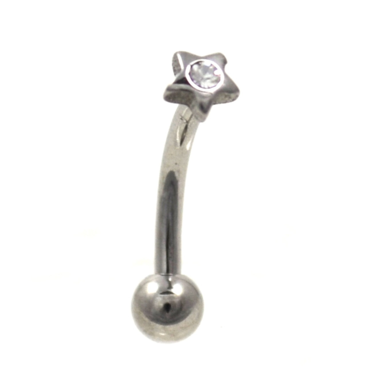 Clear Gem Star Curved Eyebrow Barbell 16g 5/16"