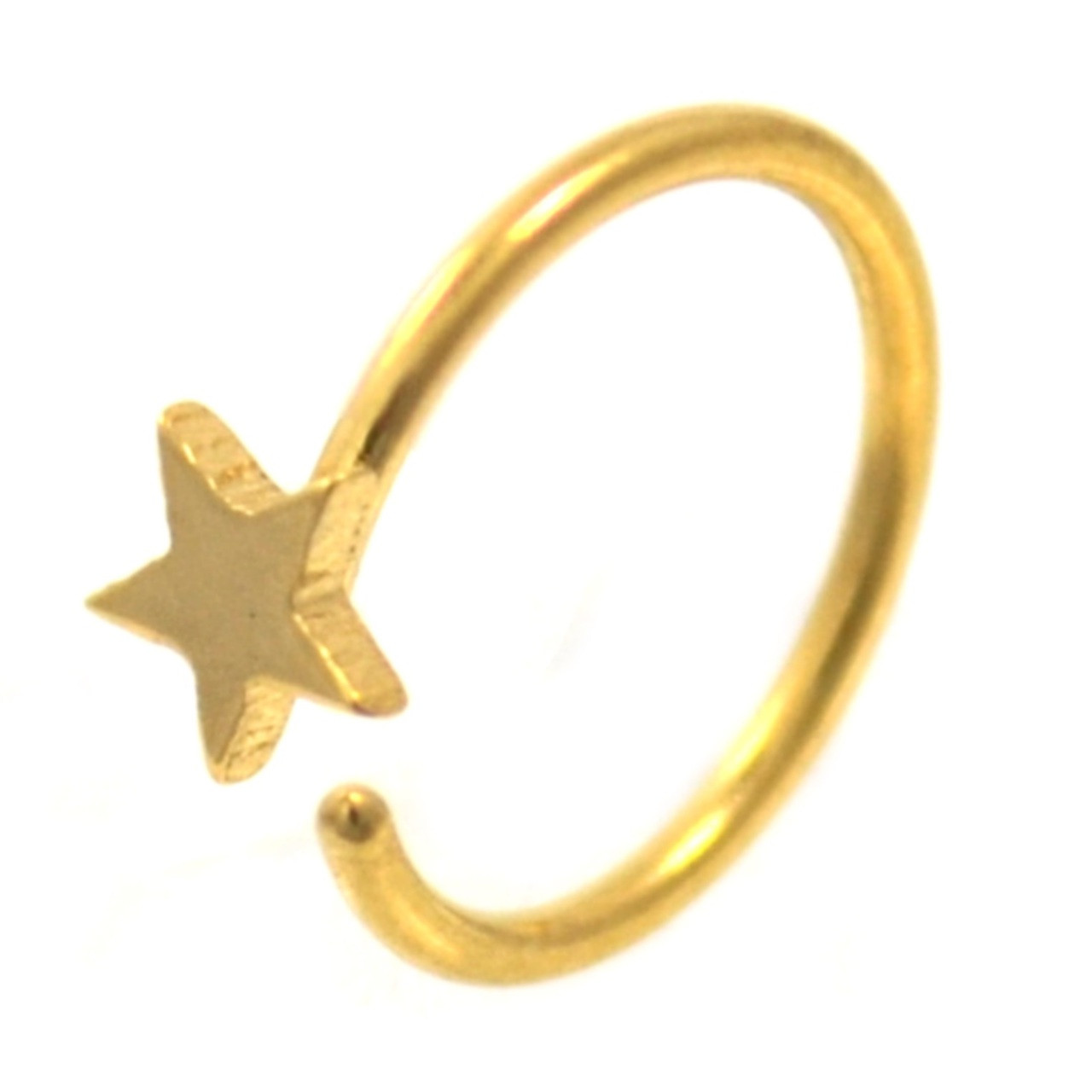 Gold Plated Star Nose Hoop Ring 20 Gauge 5/16"