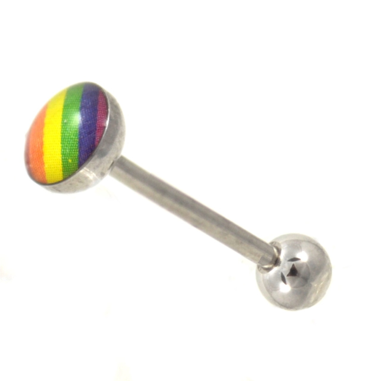 Rainbow Striped LGBT Pride Tongue Ring Barbell 14g 5/8"