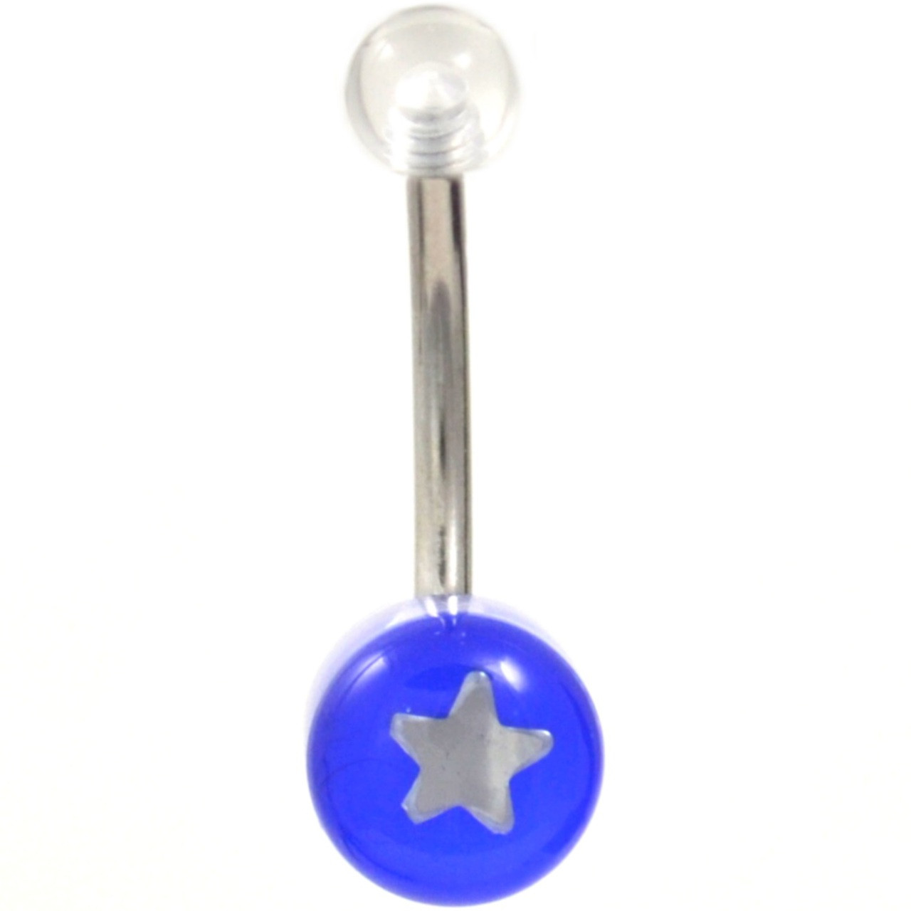 Blue Acrylic Daisy Flower Belly Ring