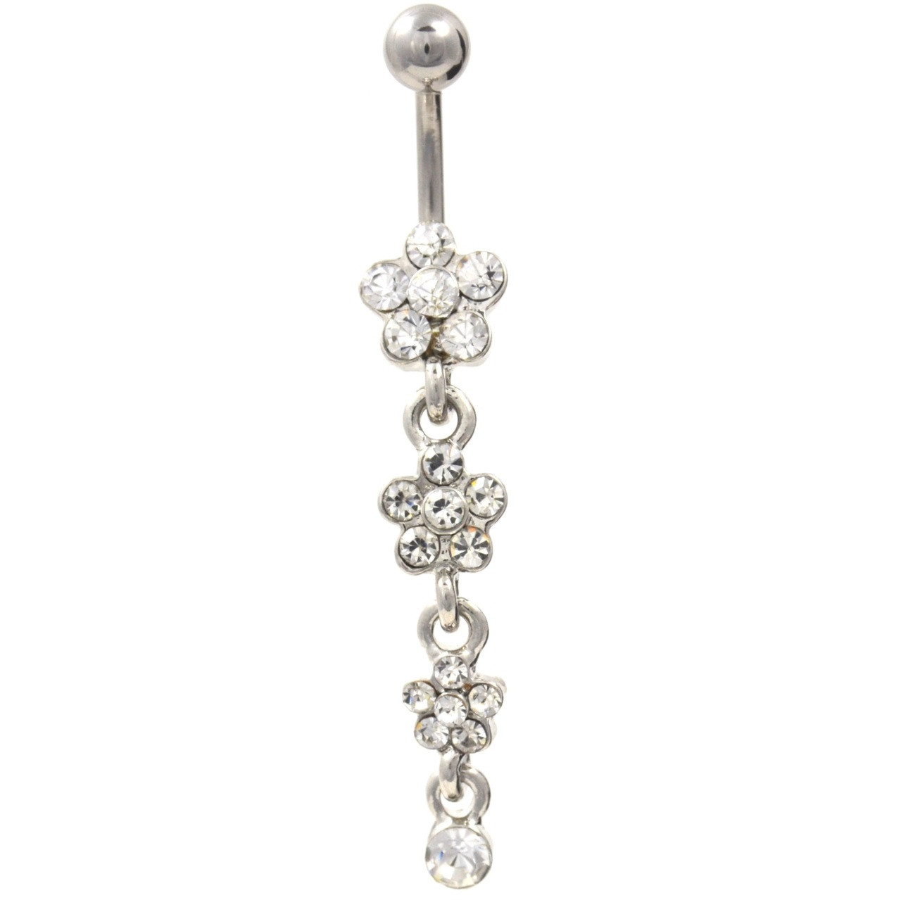 Purple & Clear Flower Wreath Belly Ring