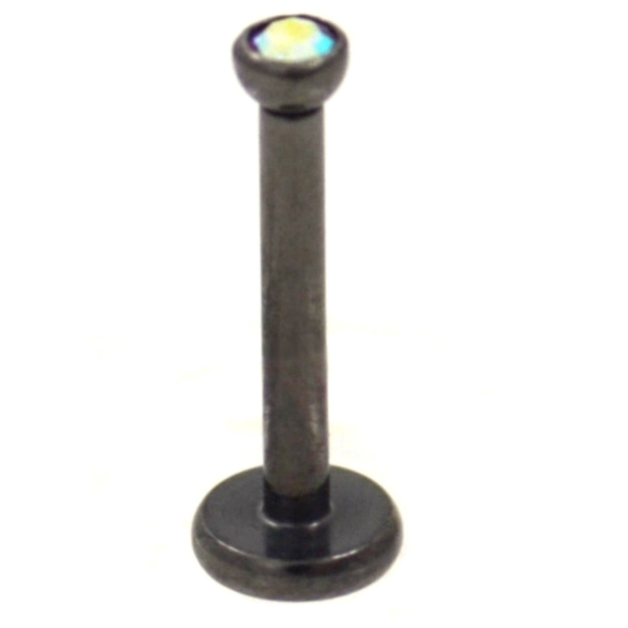 AB CZ Top Black PVD Labret Monroe Bar 16g 5/16