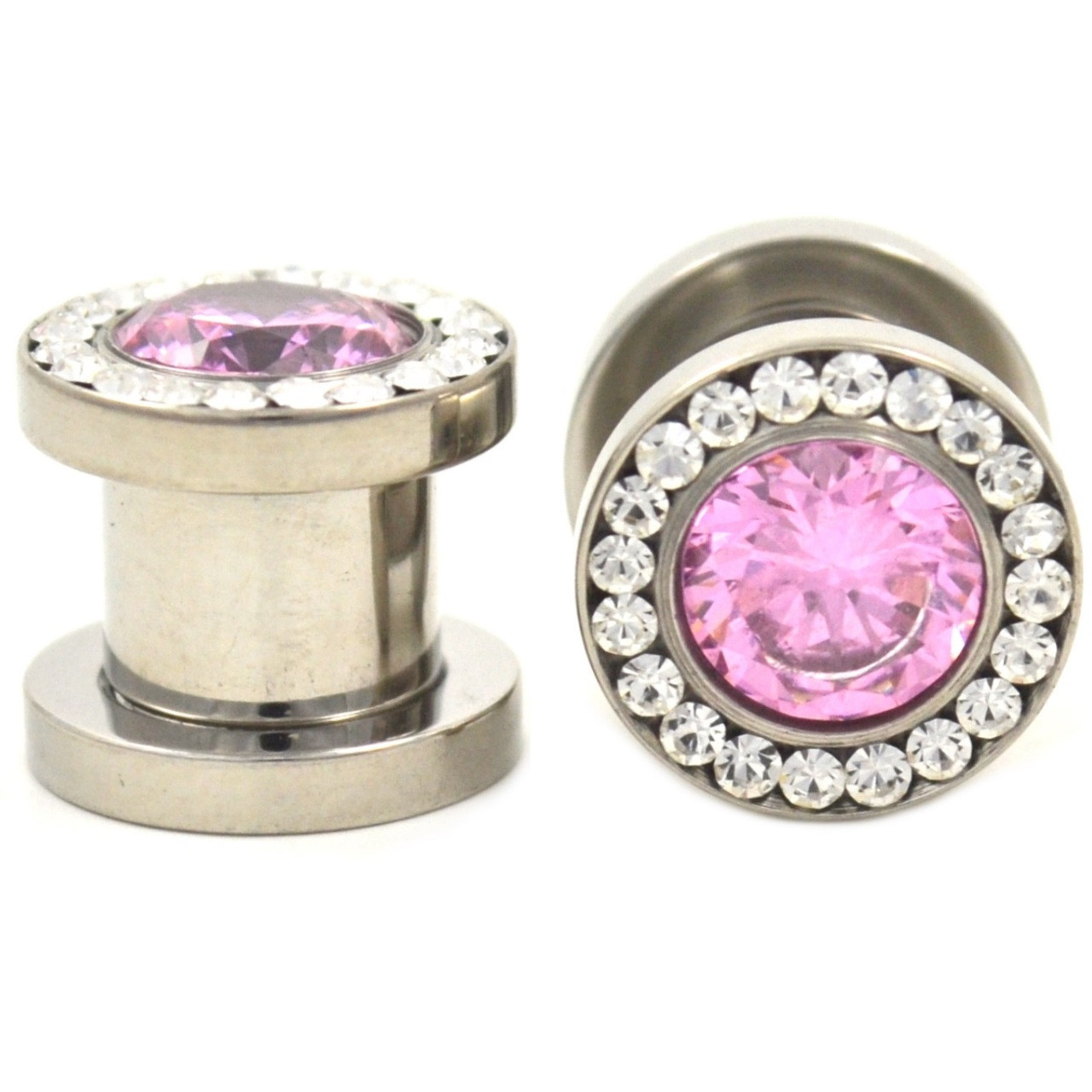 Stainless Steel Flat Top Screw Ear Plugs (8g1/2")