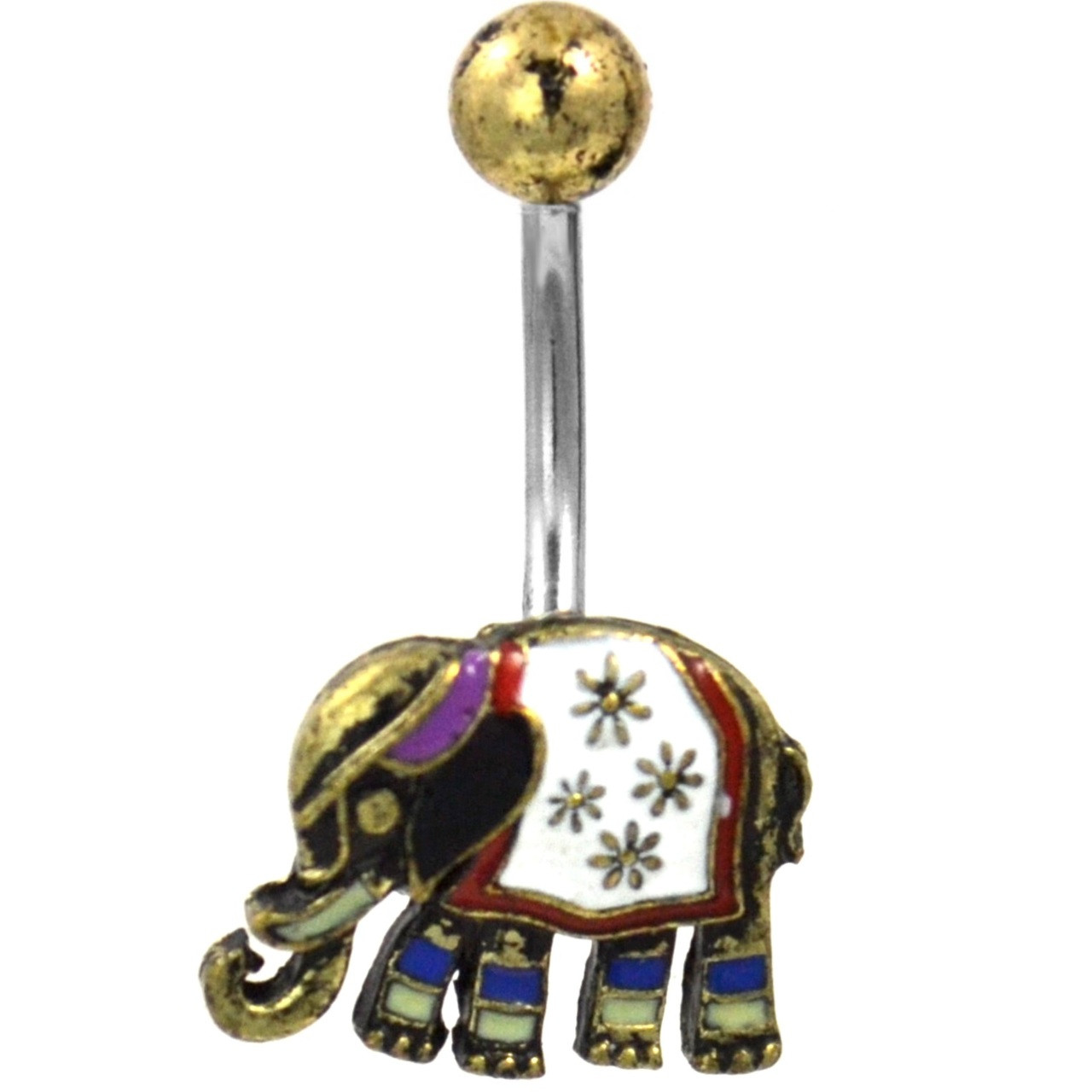 Fancy Elephant GoldTone Belly Ring