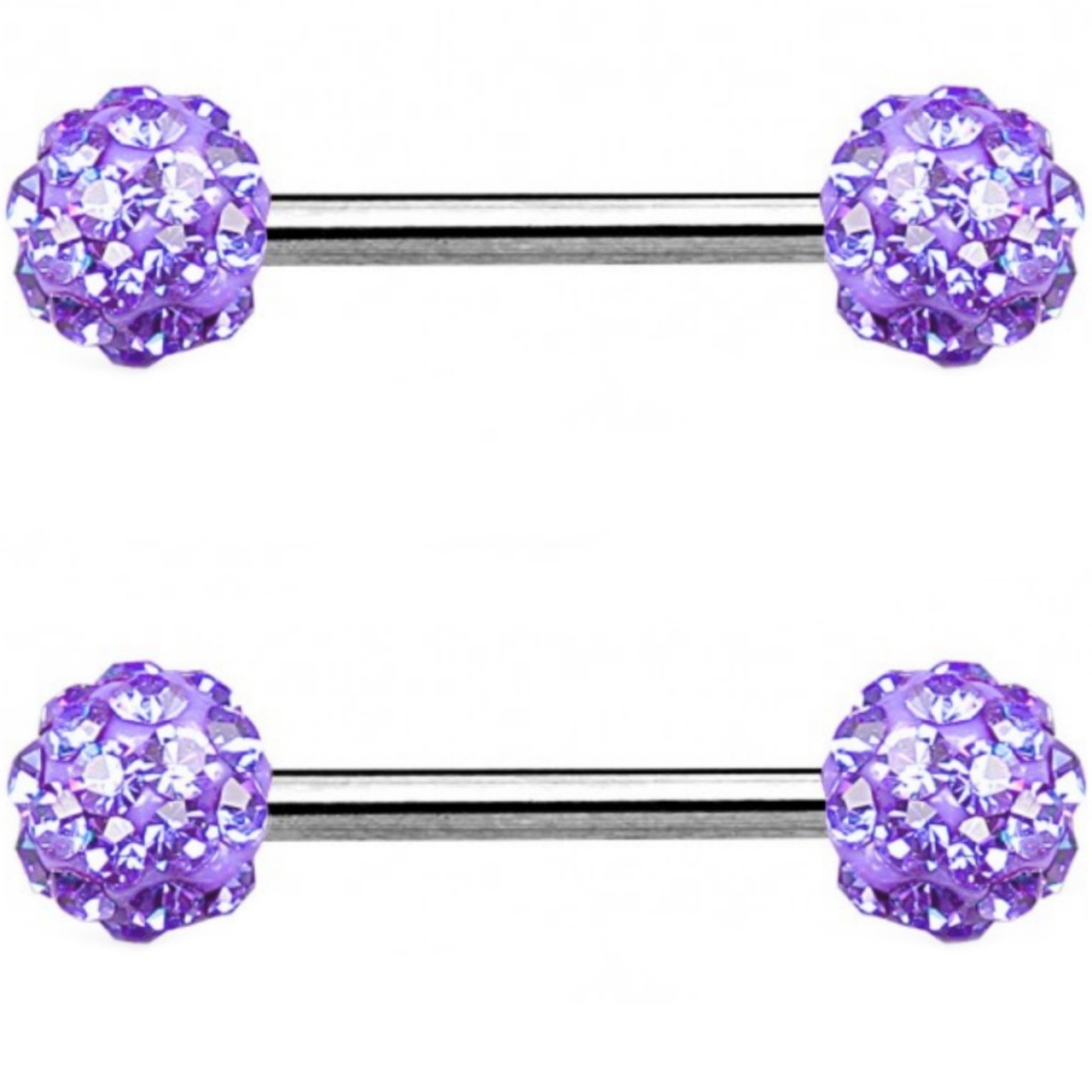 PAIR Violet Ferido Ball Nipple Barbells 14G 9/16" BodyDazz