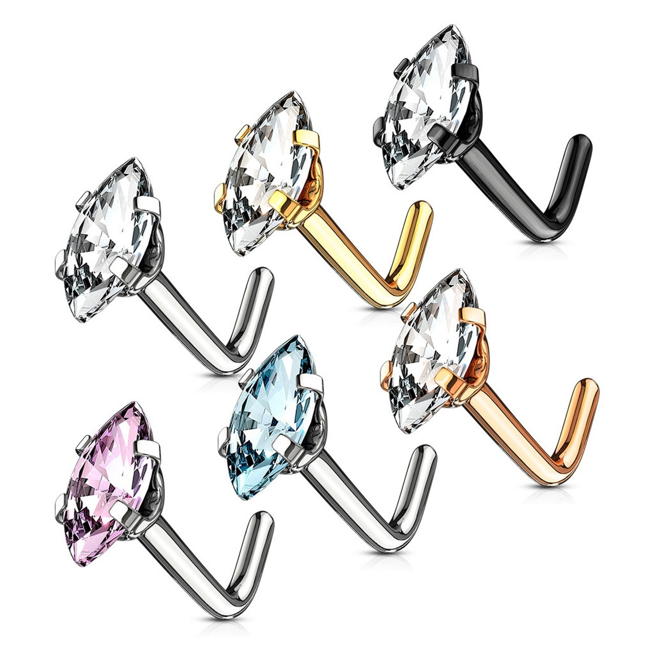 Alien Head Steel LShaped Nose Ring 20G