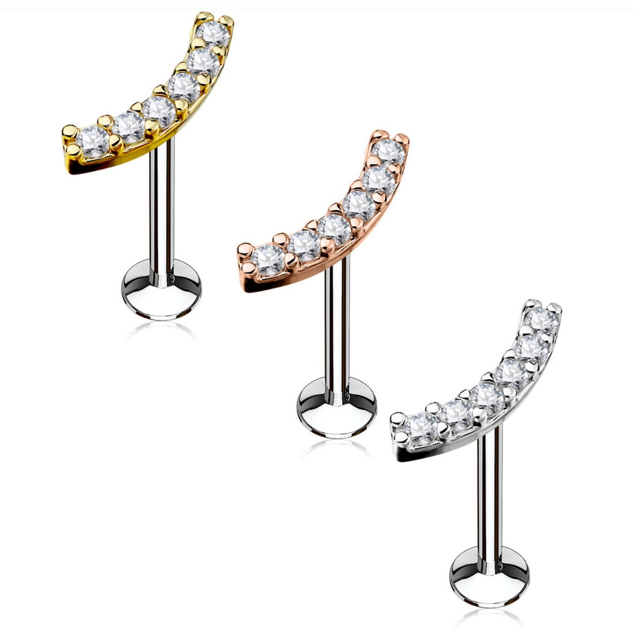 Tragus Piercing Silber Labret Monroe Piercing Barbell Combo Pack - 14ga 14g 16g Piercing Stäbe
