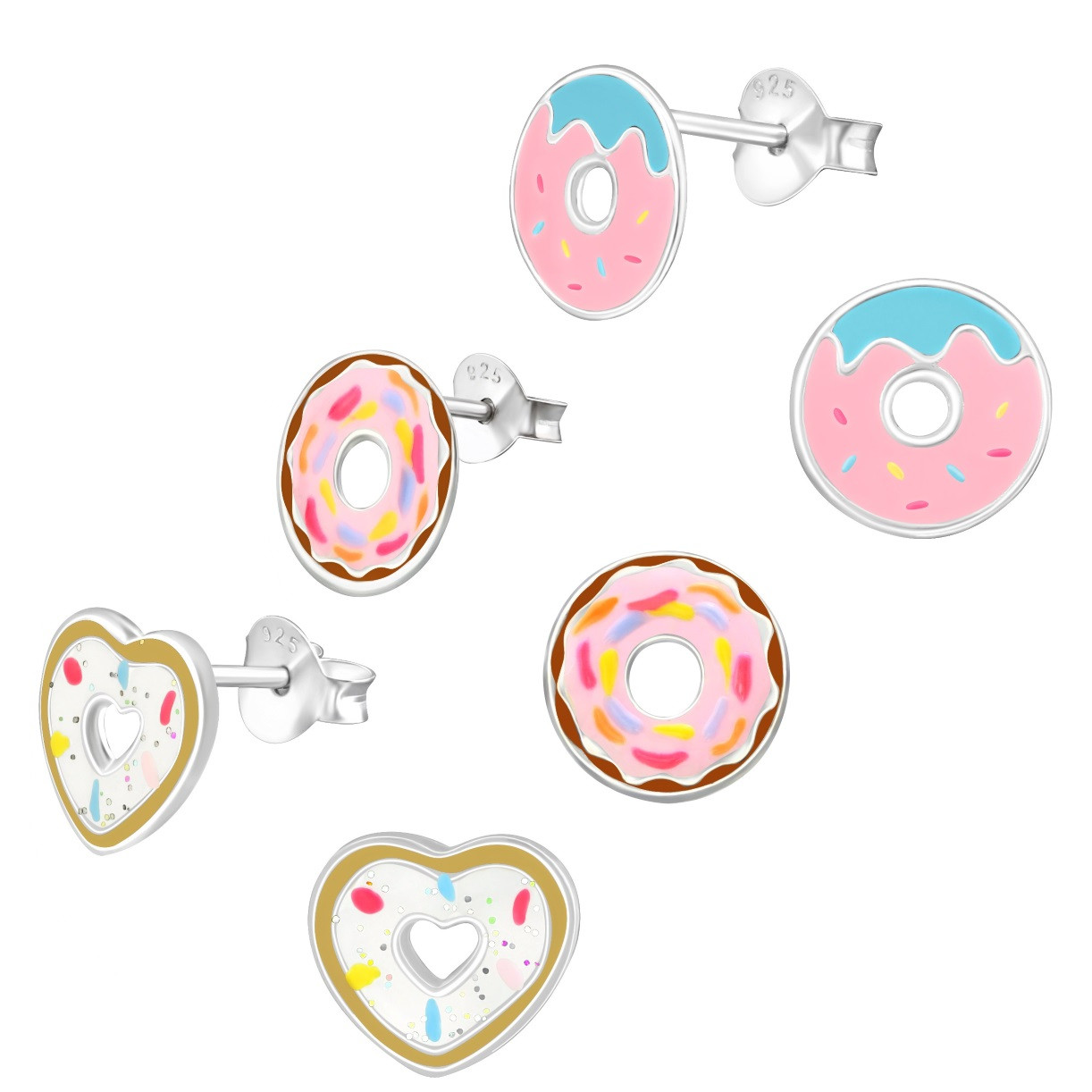 Delicious Donut 925 Sterling Silver Stud Earrings